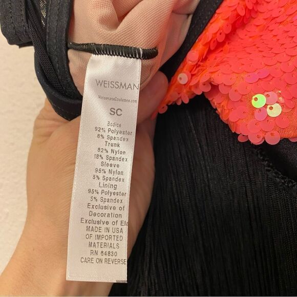 Weissman dance costume coral Orange sequin fringe flapper Replay 12269- SC 6 - Picture 7 of 9
